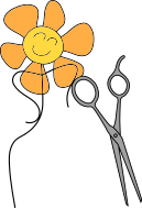 Logo,Blume und Schere